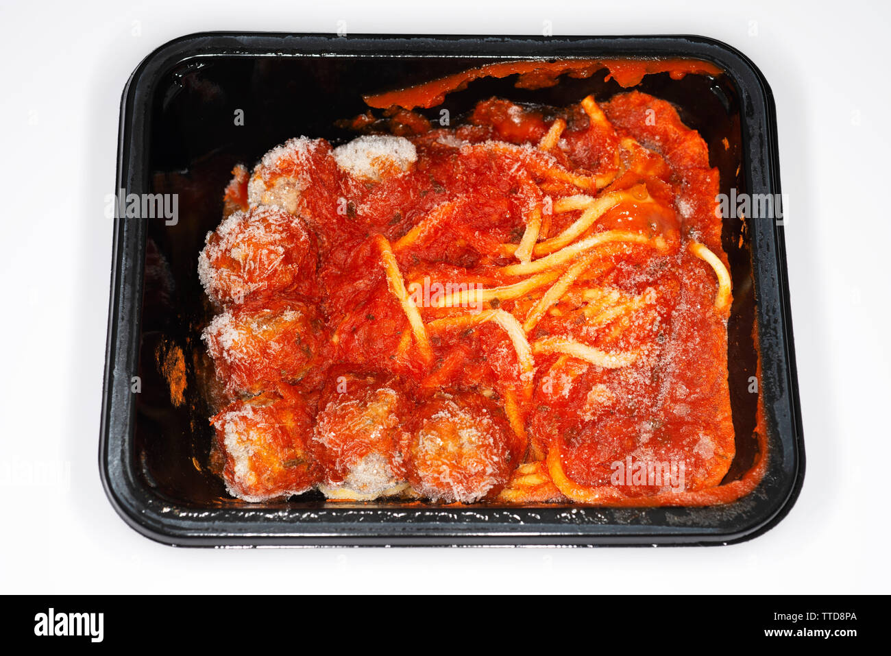 Frozen spaghetti and meatballs Stock Photo Alamy