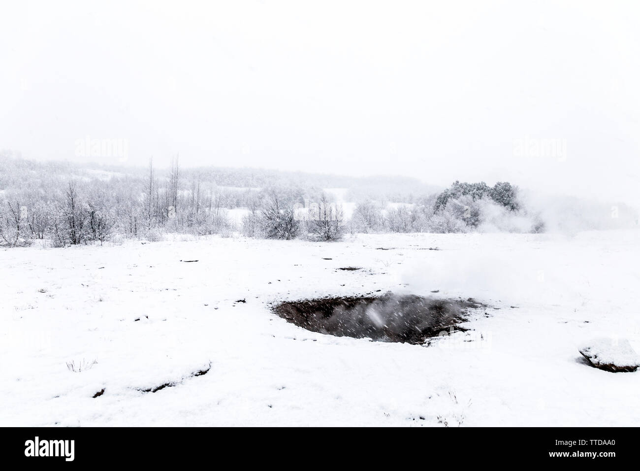 Geysir in winter, Iceland Stock Photo