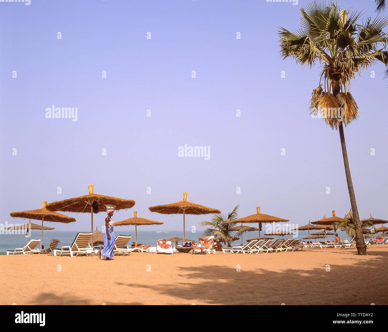Beach view, Serrekunda Beach (Senegambia Beach Hotel), Serrekunda, Republic of The Gambia Stock Photo