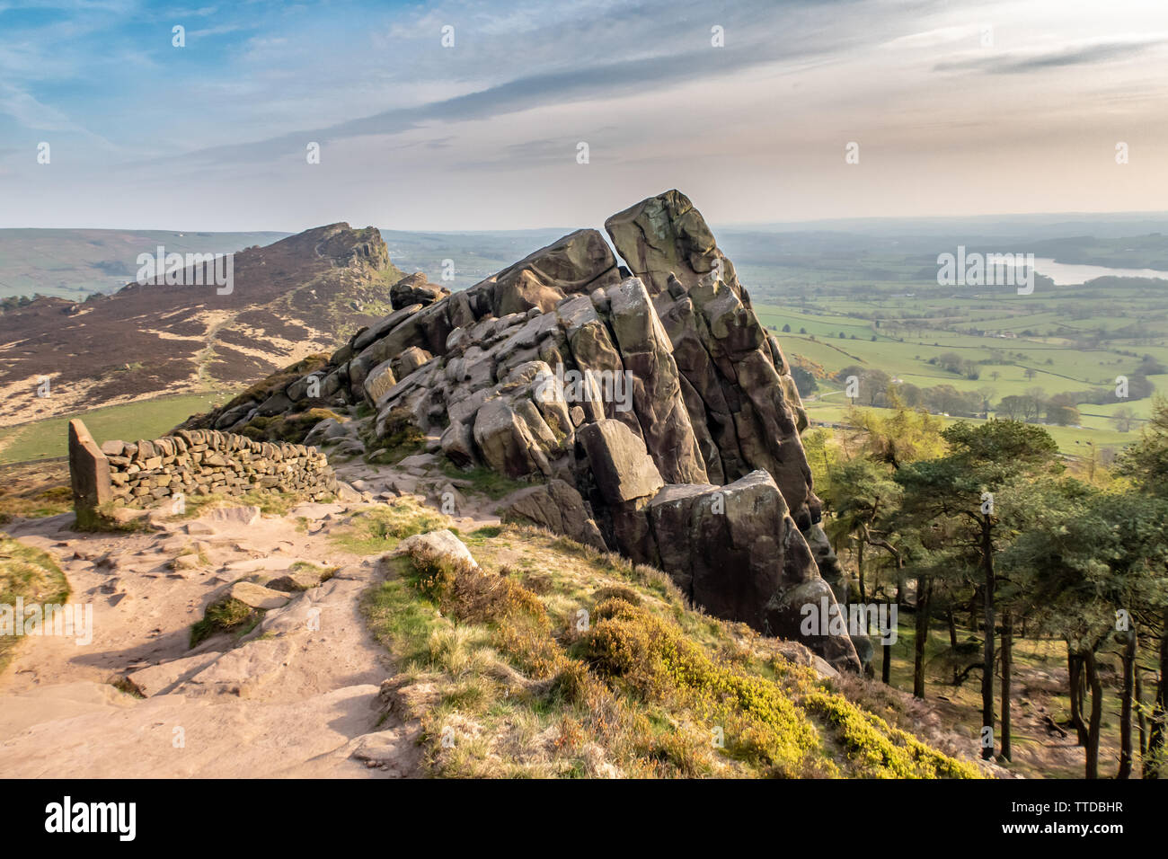 The Roaches a rocky ridge that is popular with climbers on the edge of
