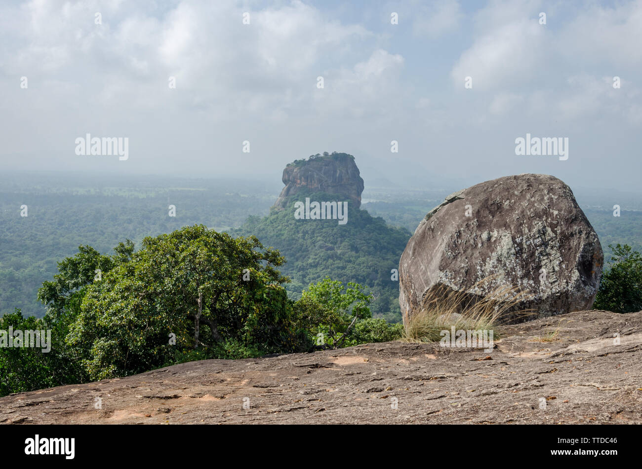 View of Sigiriya from Pidurangala rock, Dambulla, Sri Lanka Stock Photo