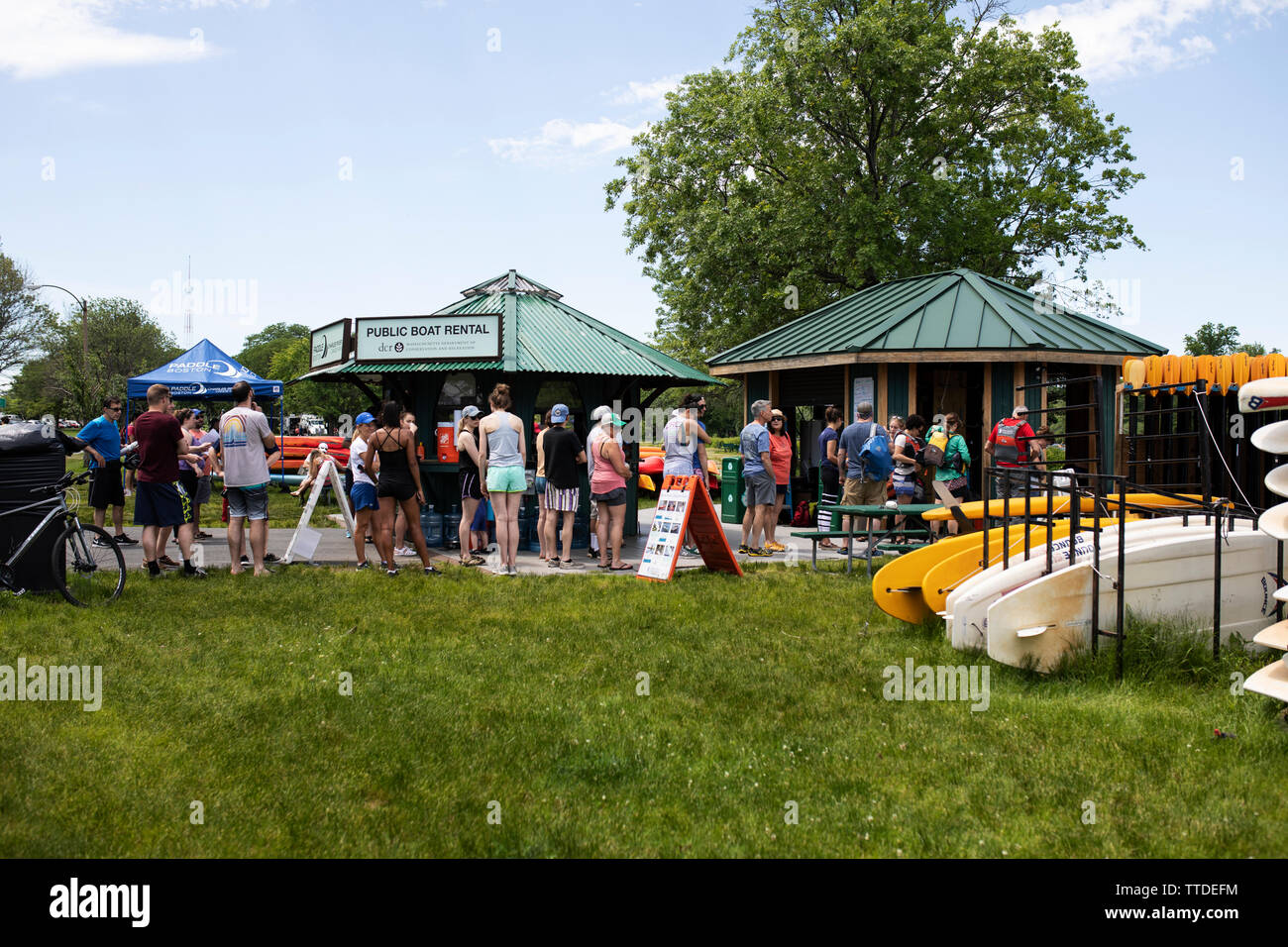 Boat rental stands at Charles River Canoe and Kayak Allston Brighton