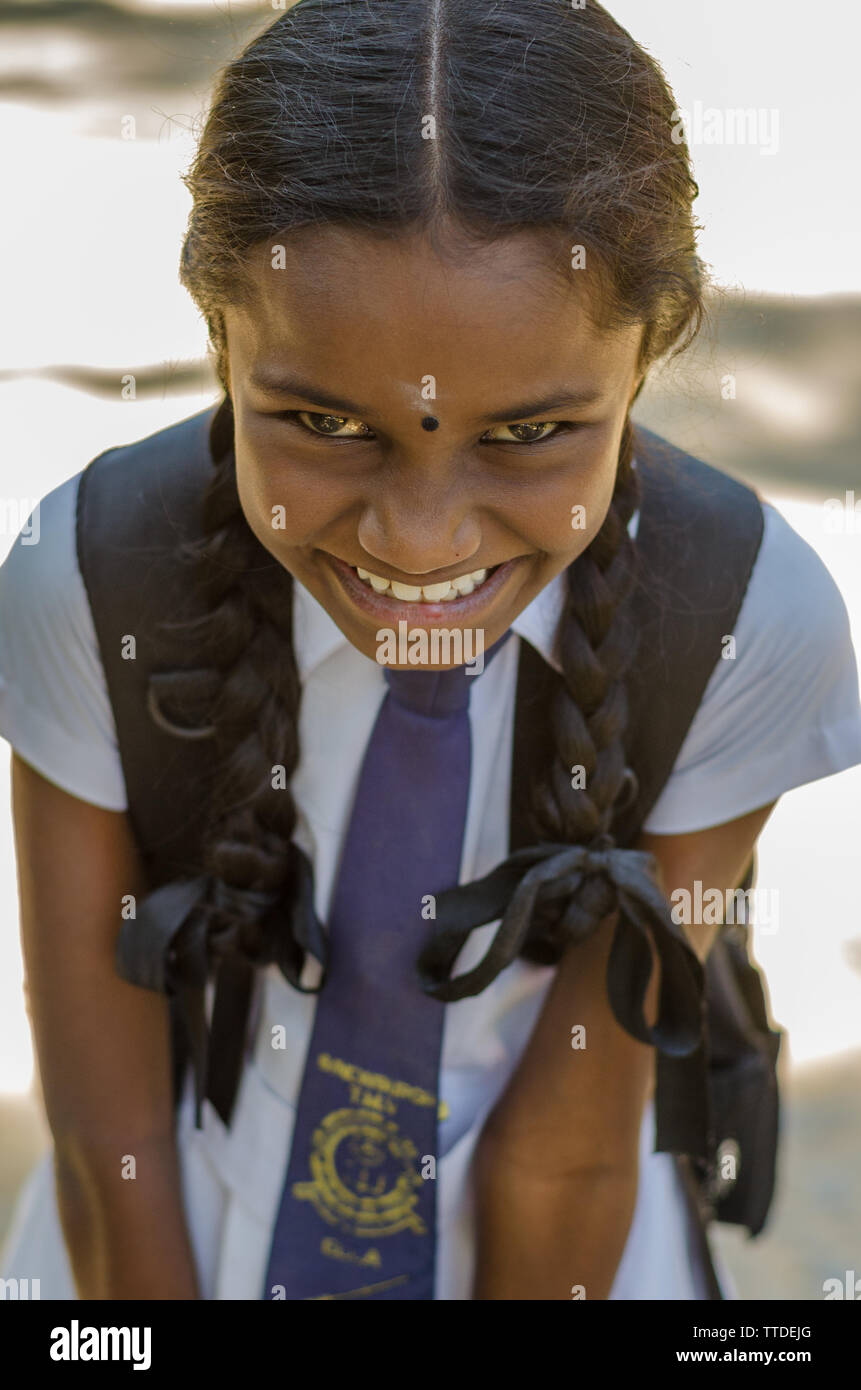 Portrait of a Young Sinhalese Student, Ella, Sri Lanka Stock Photo