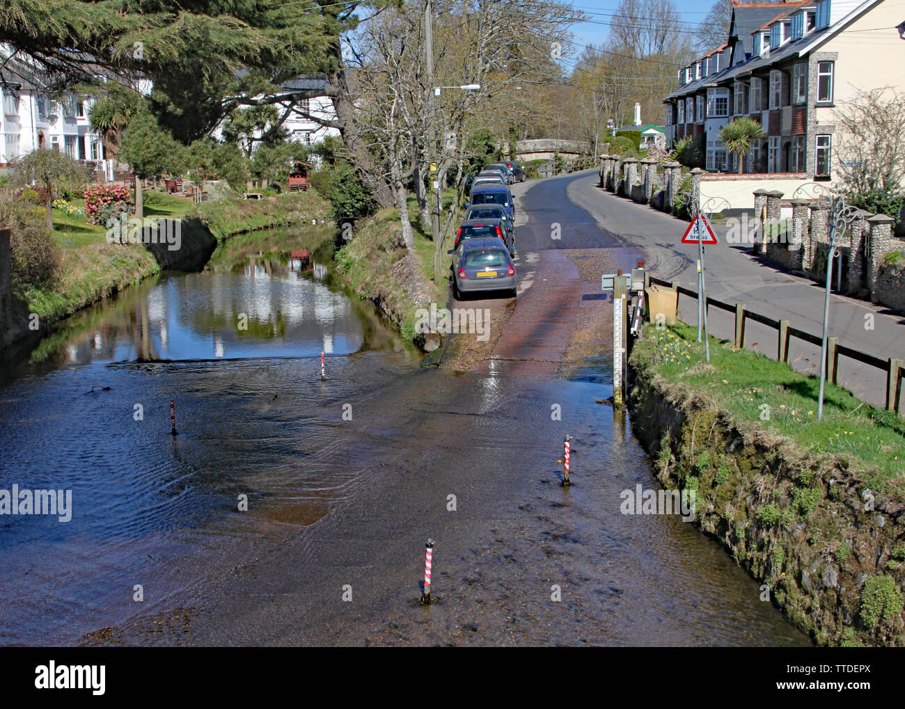 The ford on the river Sid at Sidmouth, Devon taken from the footbridge