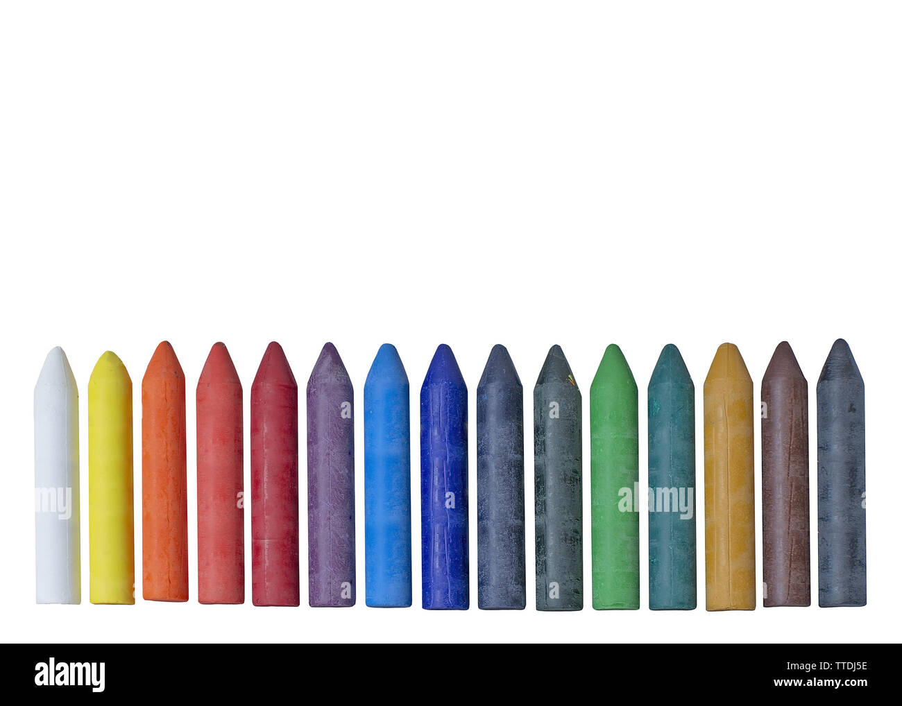 Wax crayons in all colors isolated on white Stock Photo Alamy