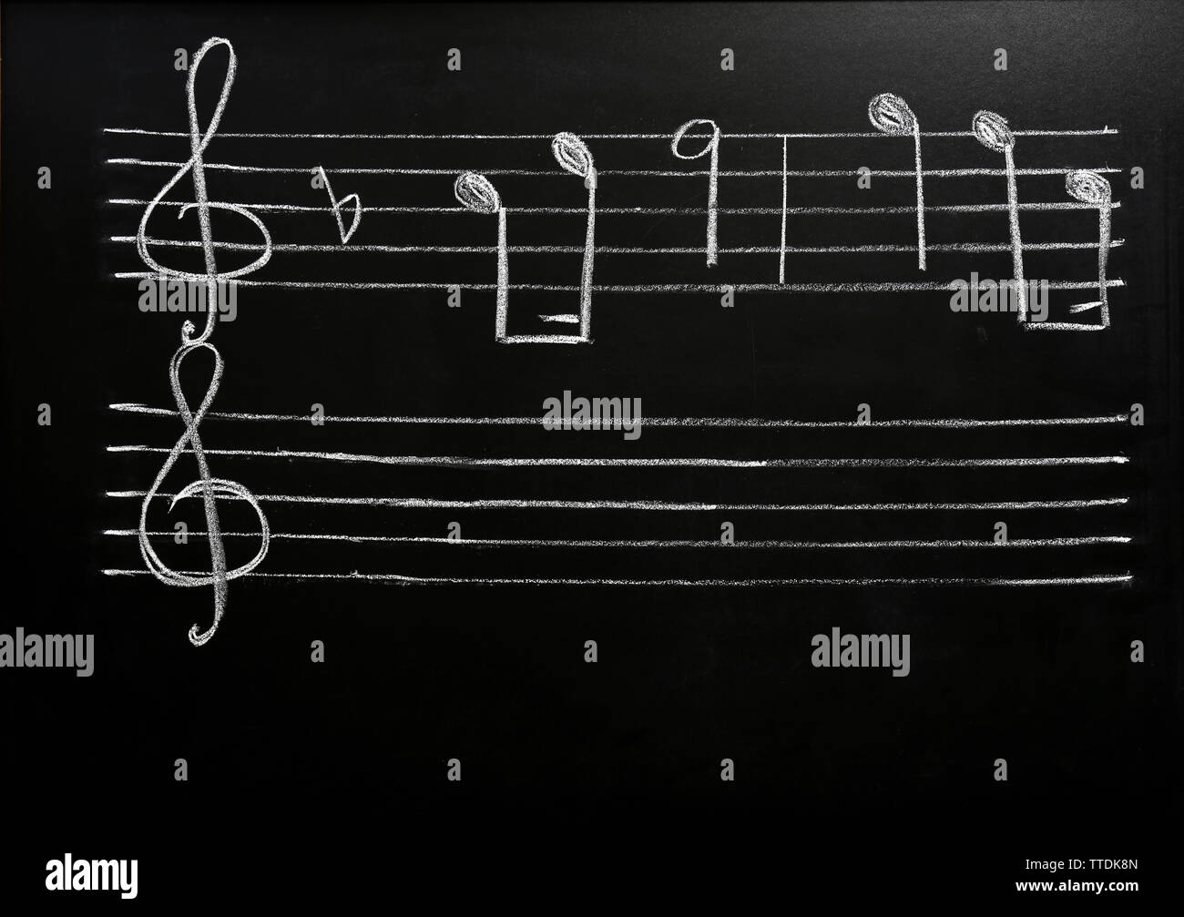 Blackboard with musical notes, closeup Stock Photo Alamy