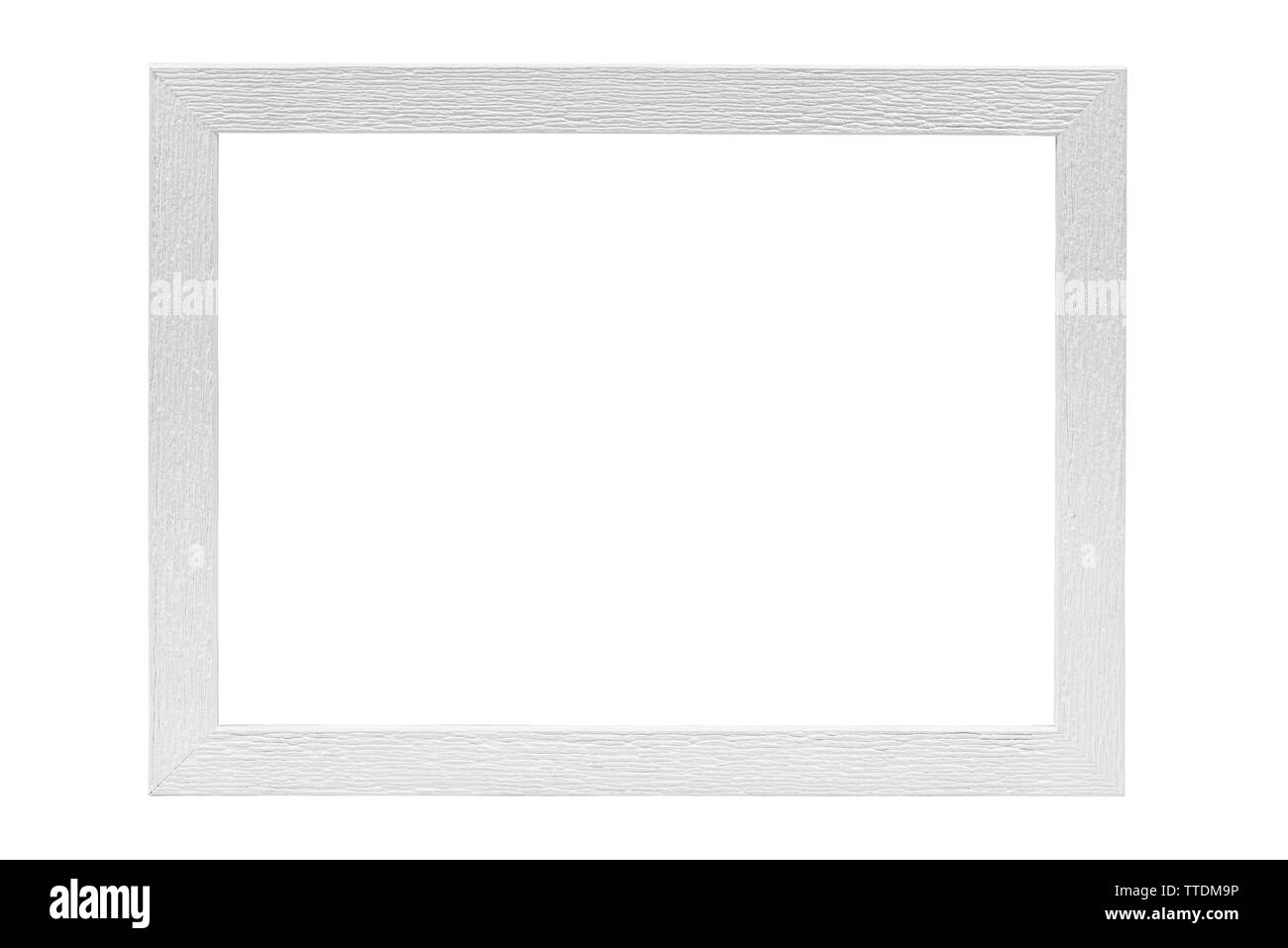 Vertical white wooden picture frame isolated on white background with clipping path Stock Photo