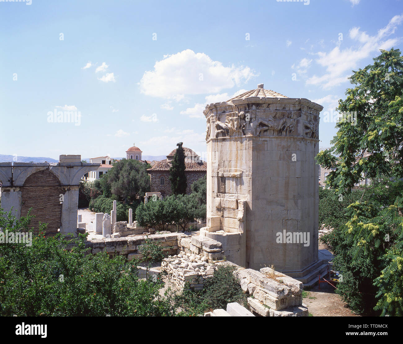 1st century Tower of Winds (Horologin of Andronikos Kyrrhestes), Plaka, Athens, Central Athens, Greece Stock Photo