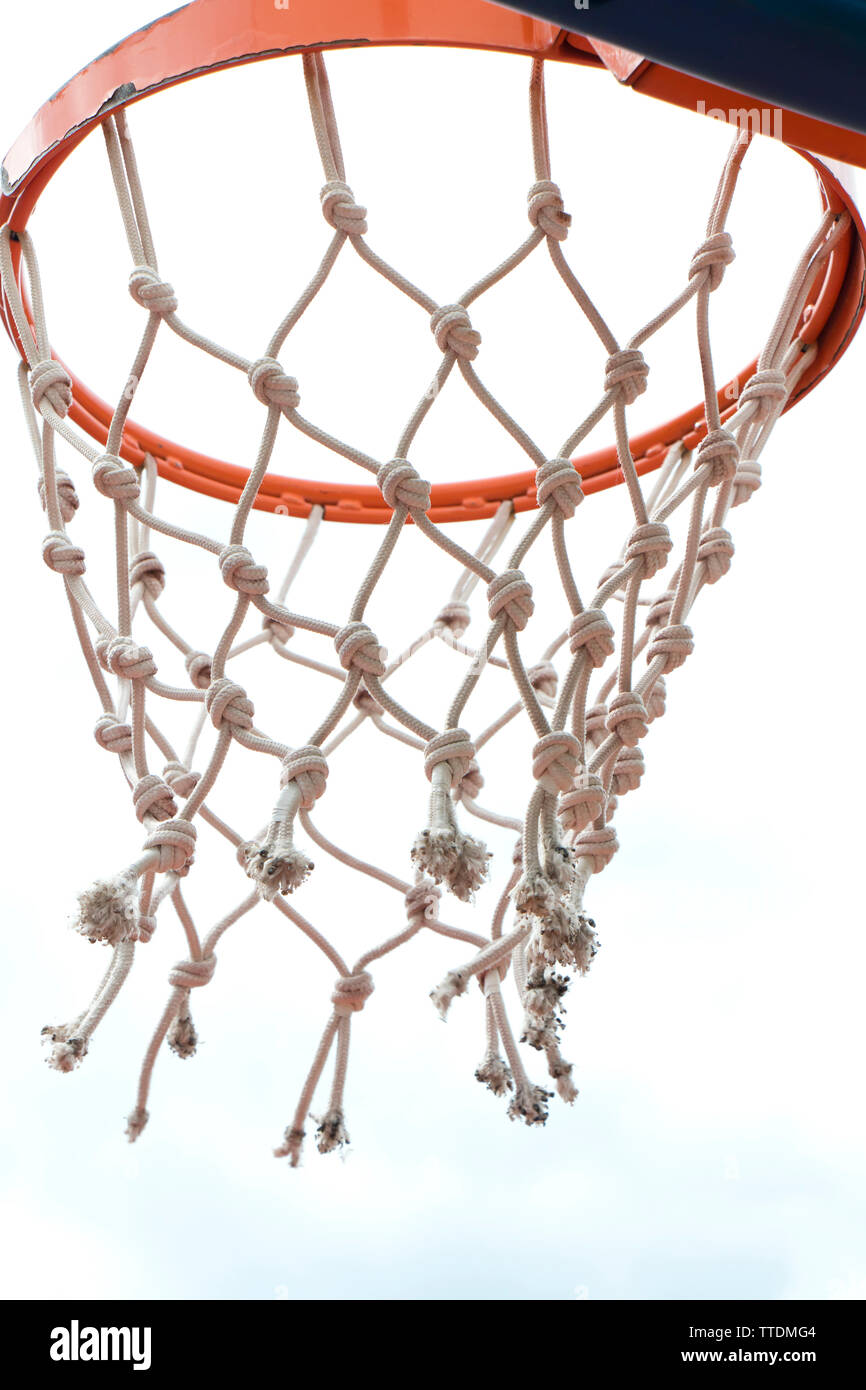 Basketball  ring ant net. in low angle view, detail Stock Photo