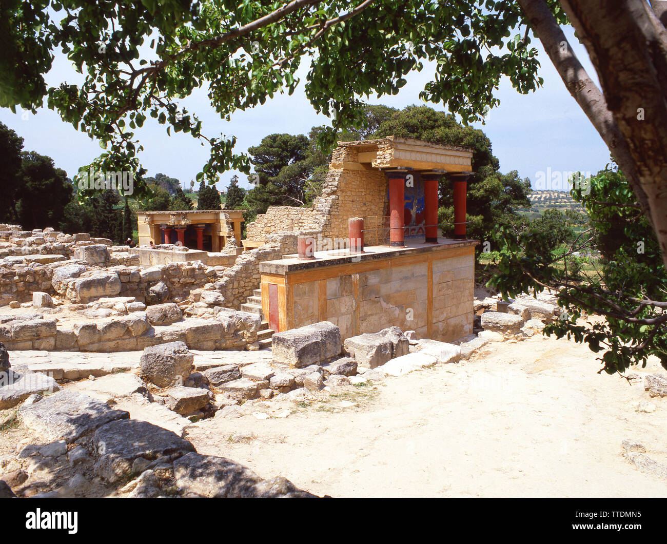 North Propylaeum, Minoan Palace of Knossos (Knosos), Heraklion (Irakleio), Irakleio Region, Crete (Kriti), Greece Stock Photo