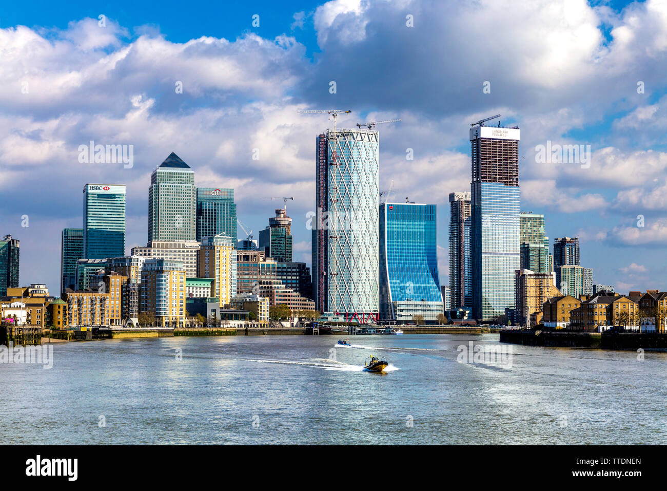 Skyline of Canary Wharf, London, UK Stock Photo