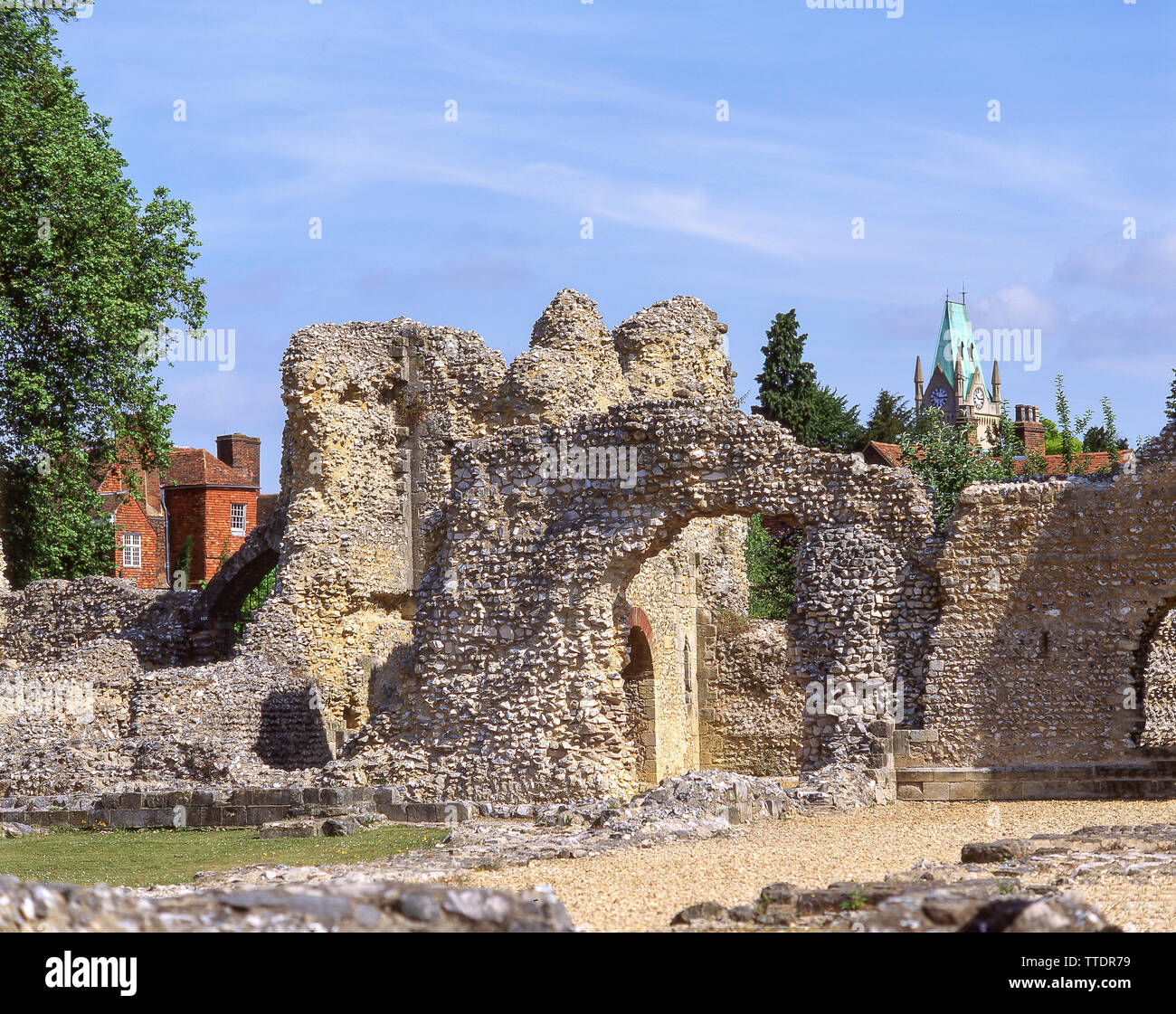 Ruins of Wolvesley Castle (Old Bishop's Palace), Winchester, Hampshire, England, United Kingdom Stock Photo