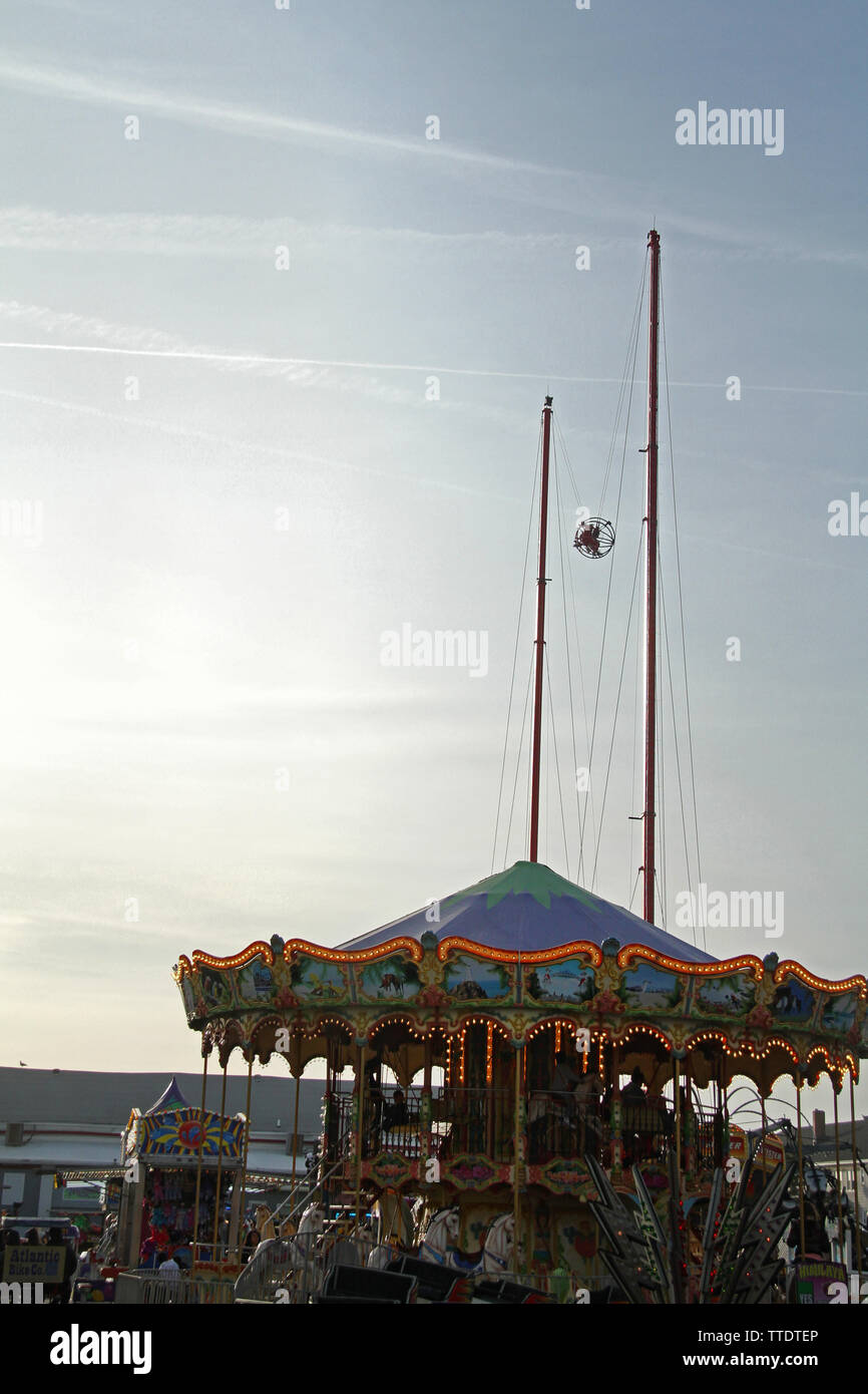 Carnival rides on the boardwalk of Ocean City, MD, USA Stock Photo Alamy