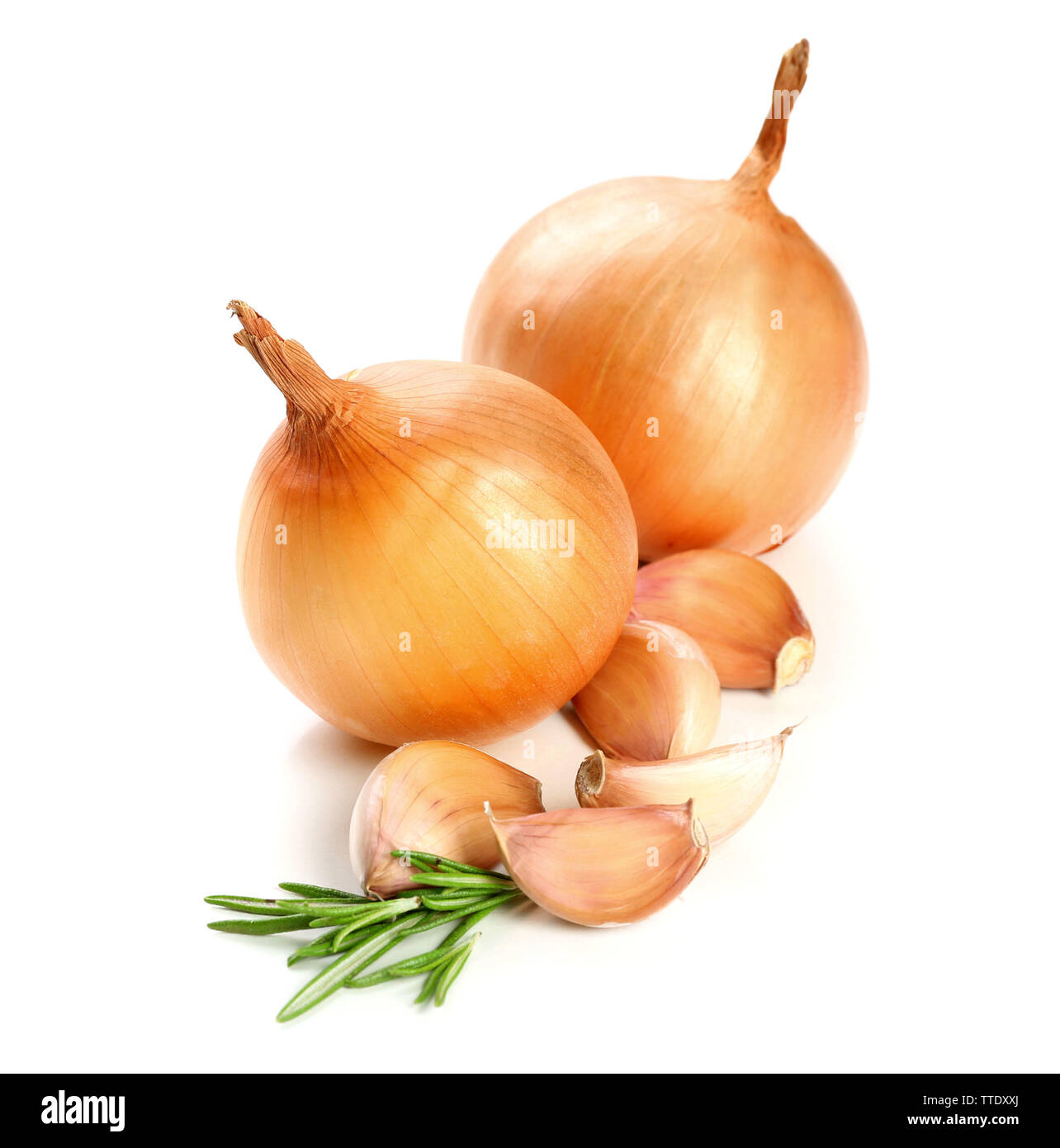Onion and garlic isolated on white Stock Photo - Alamy