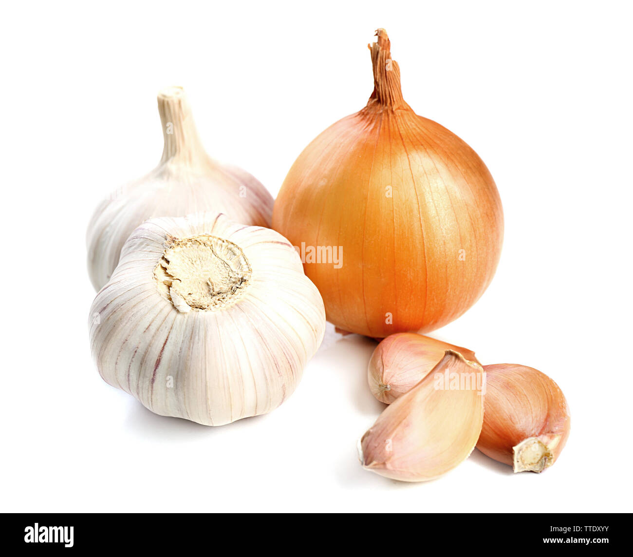 Garlic and onion isolated on white Stock Photo - Alamy