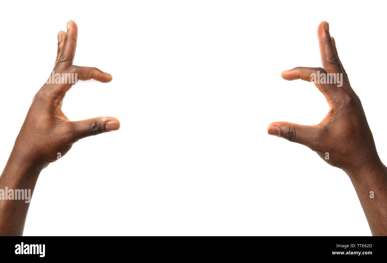 Male hands isolated on white Stock Photo - Alamy