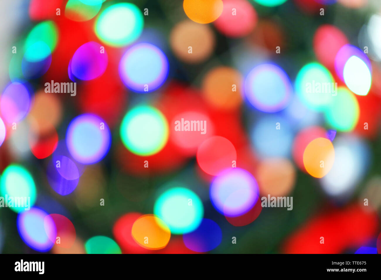 Christmas lights on Christmas tree of abstract background Stock Photo