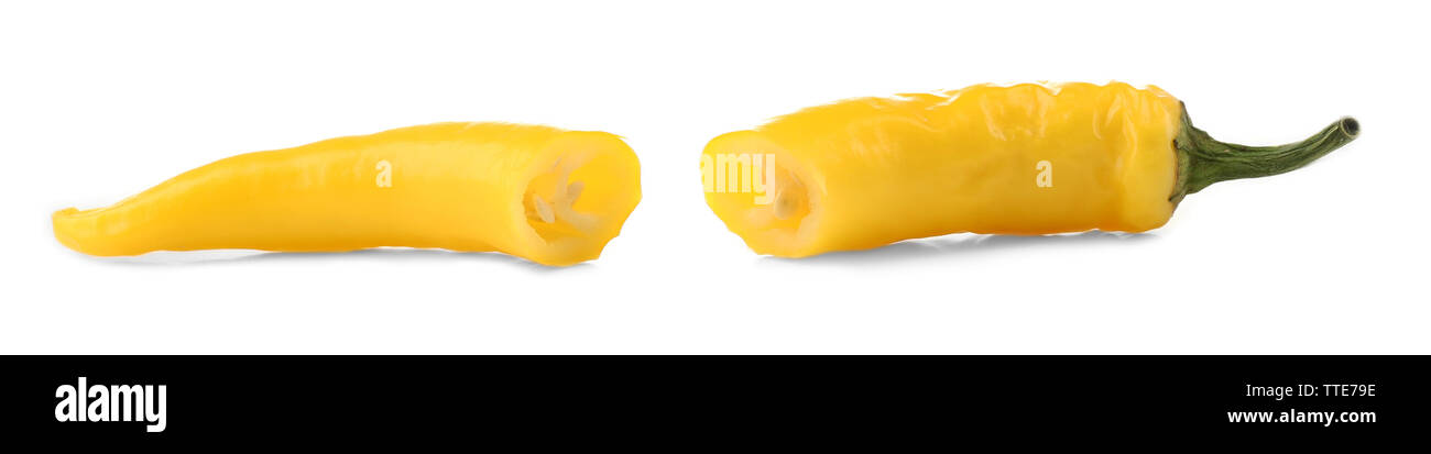 Yellow chili pepper isolated on white Stock Photo - Alamy