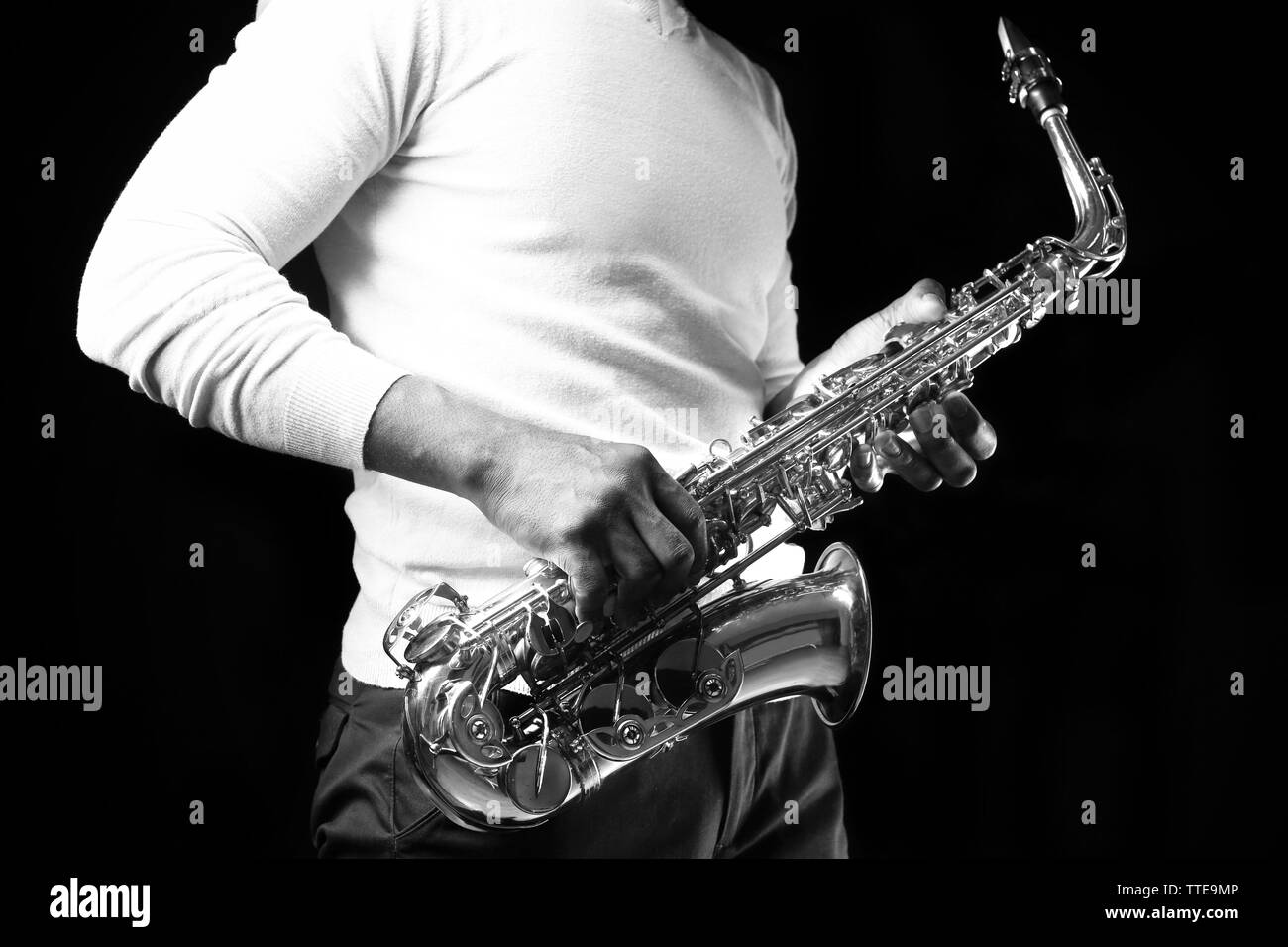 Saxophone player Black and White Stock Photos & Images Alamy