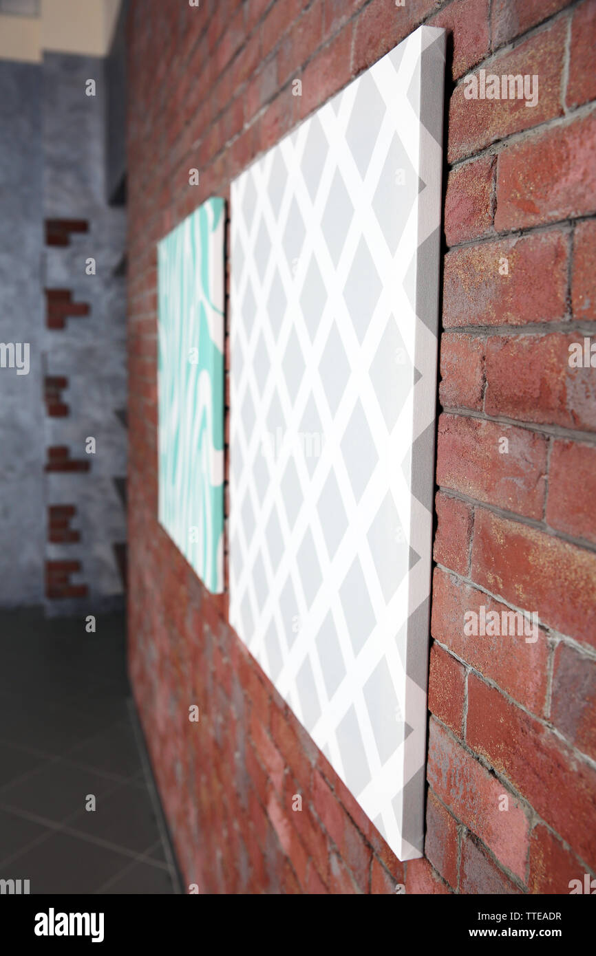 Abstract pictures on a brick wall background Stock Photo - Alamy