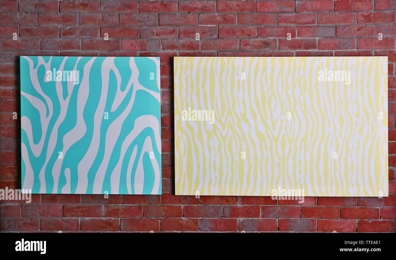 Abstract pictures on a brick wall background Stock Photo - Alamy