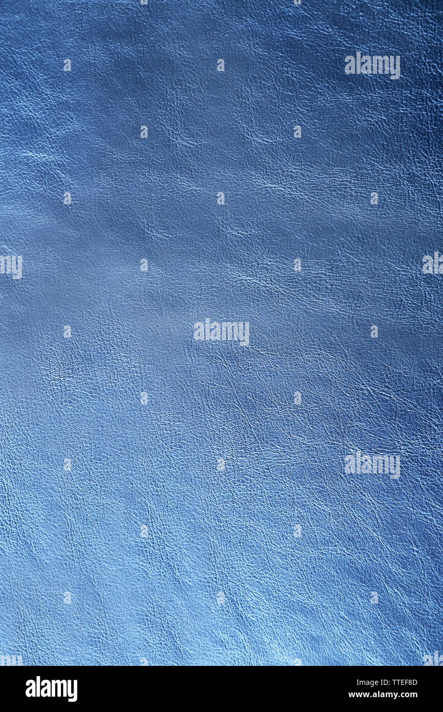 Blue leather texture with crumpled uneven surface Stock Photo