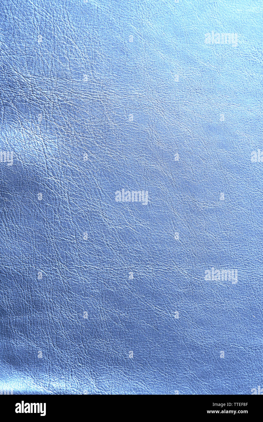 Blue leather texture with crumpled uneven surface Stock Photo