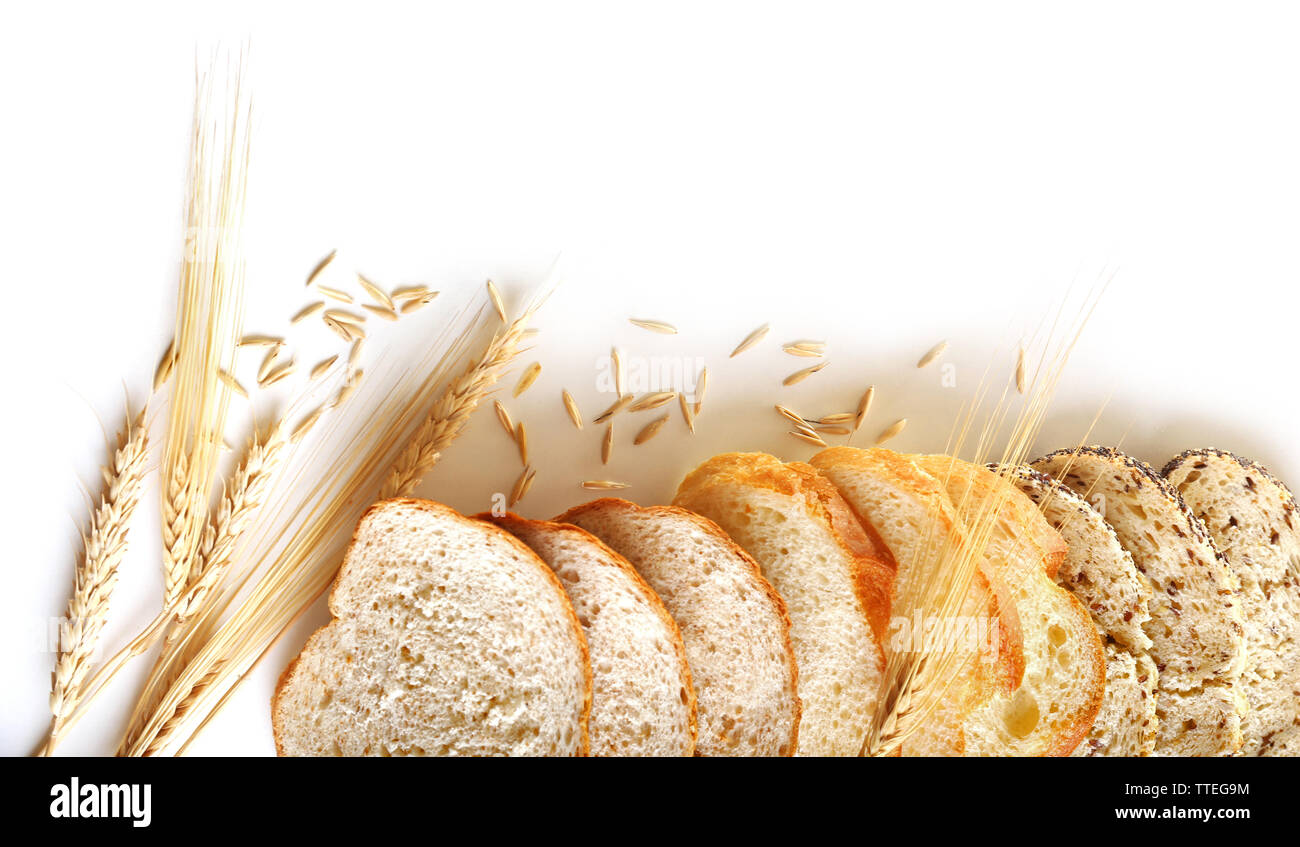 Slices of bread and ears isolated on white Stock Photo - Alamy