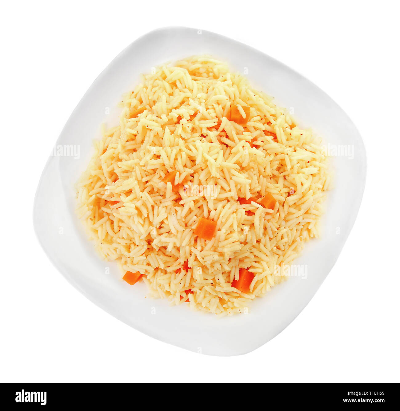 Dish of vegetarian rice isolated on white Stock Photo - Alamy
