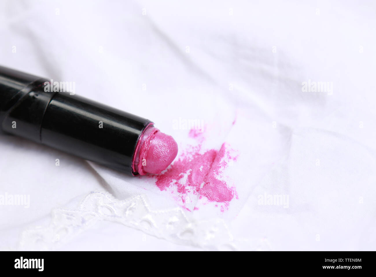 Dirty lipstick stain on clothes from accident Stock Photo Alamy