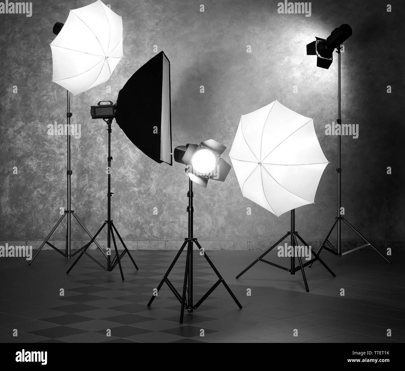 Empty studio background lighting Black and White Stock Photos & Images ...
