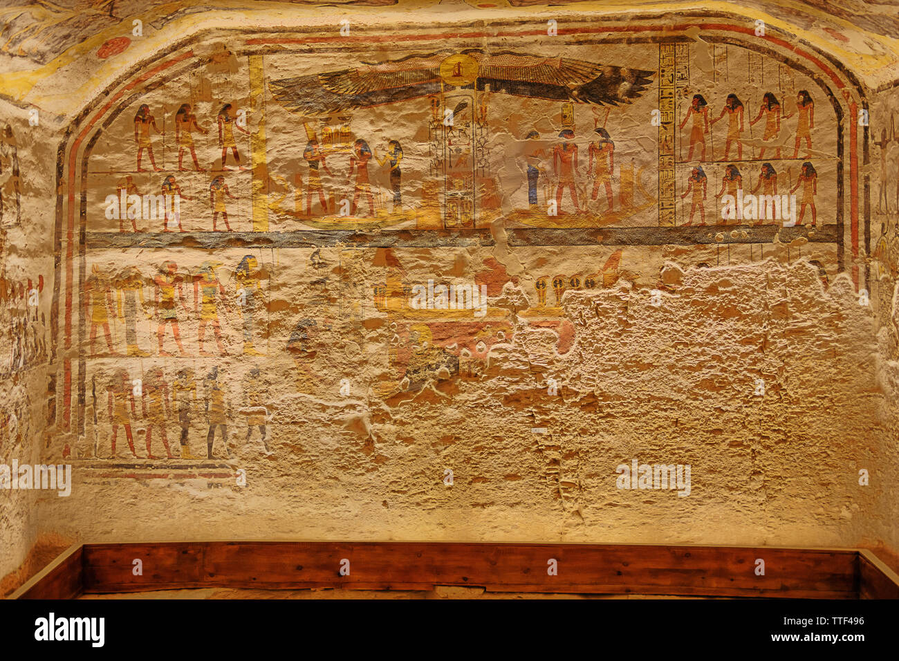 View of the burial chamber in the tomb of Ramesses IX Stock Photo