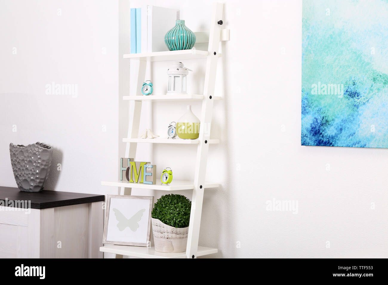 White interior with modern furniture, close up Stock Photo Alamy