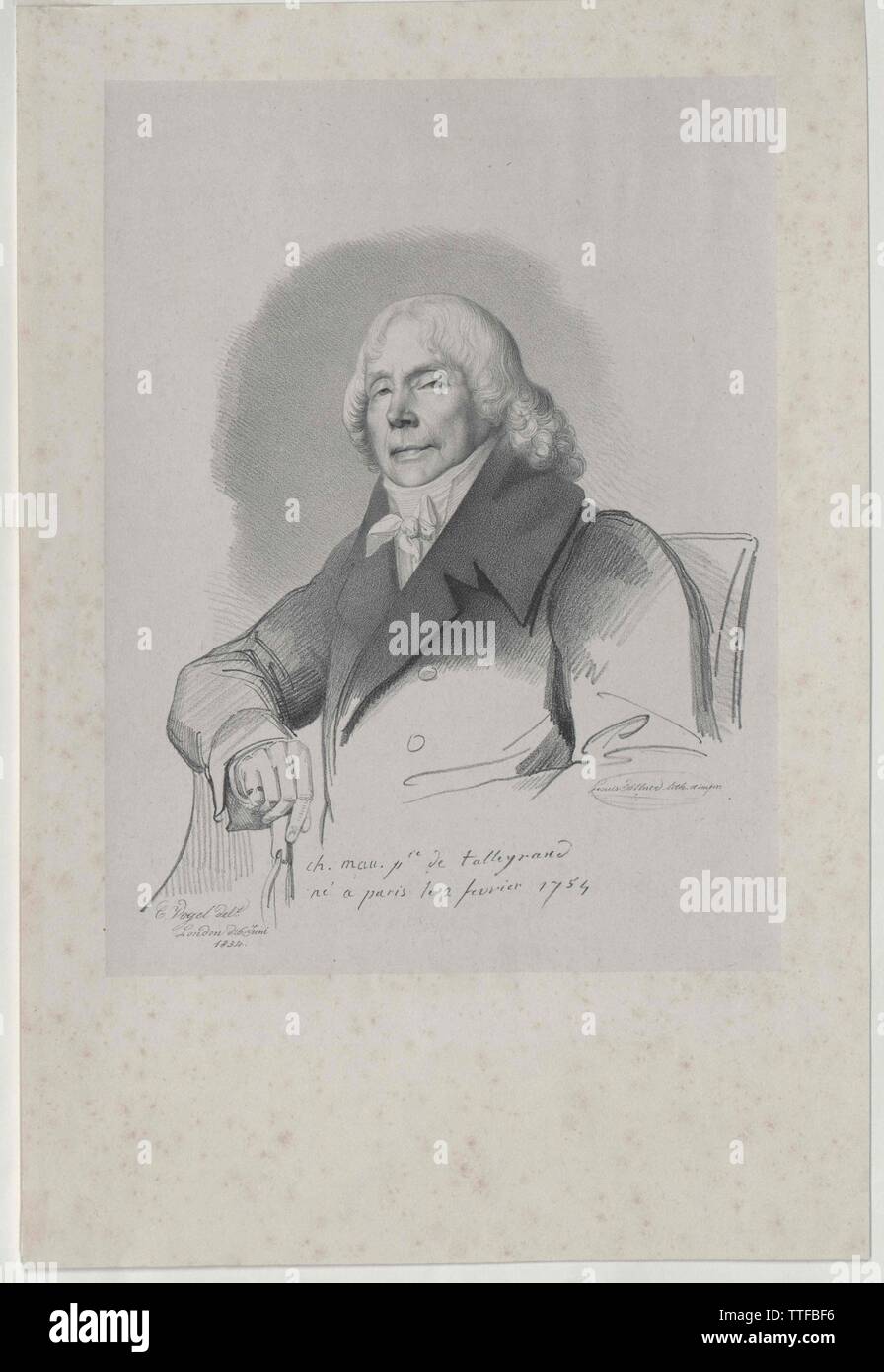 Talleyrand-Perigord, Charles Maurice duke, lithograph by Ludwig Zoellner, Additional-Rights-Clearance-Info-Not-Available Stock Photo