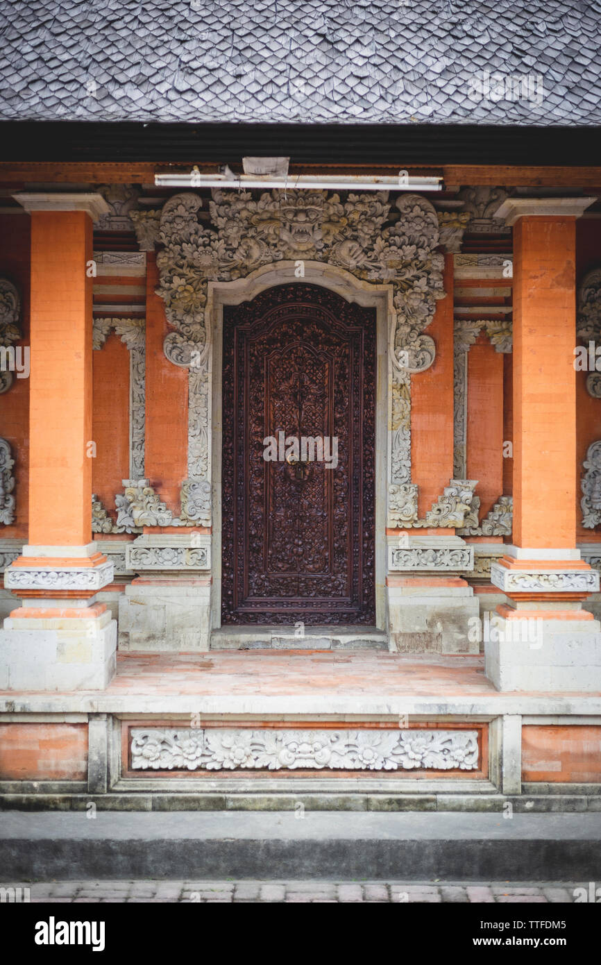 Decorative Door at a Temple in Bali, Indonesia Stock Photo