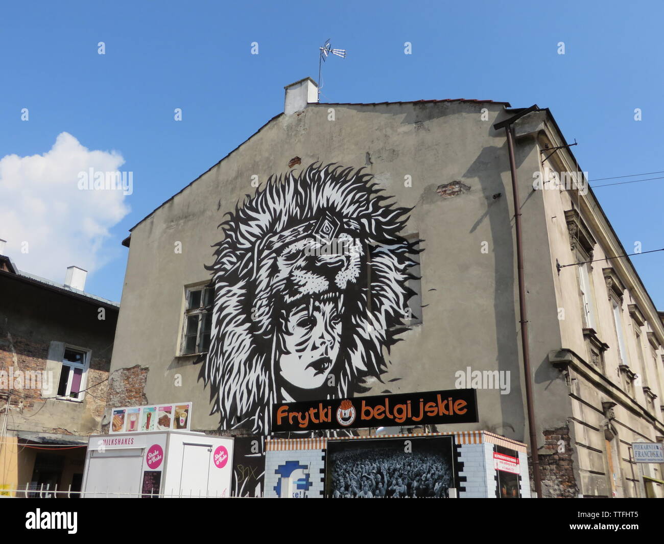 Judah large mural by Pil Peled in Cracow, Poland Stock Photo