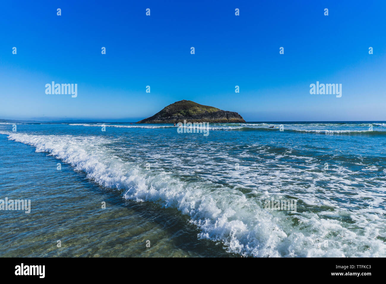 Scenic view of sea against clear blue sky Stock Photo