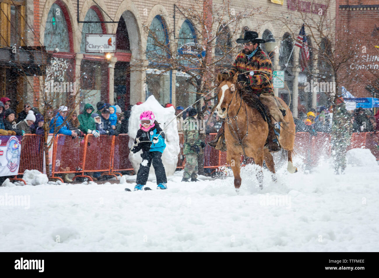 Skijoring at the Steamboat Springs Winter Carnival Stock Photo - Alamy