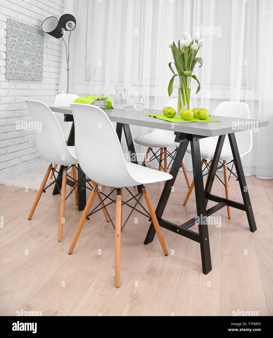 Dining table in home interior Stock Photo - Alamy