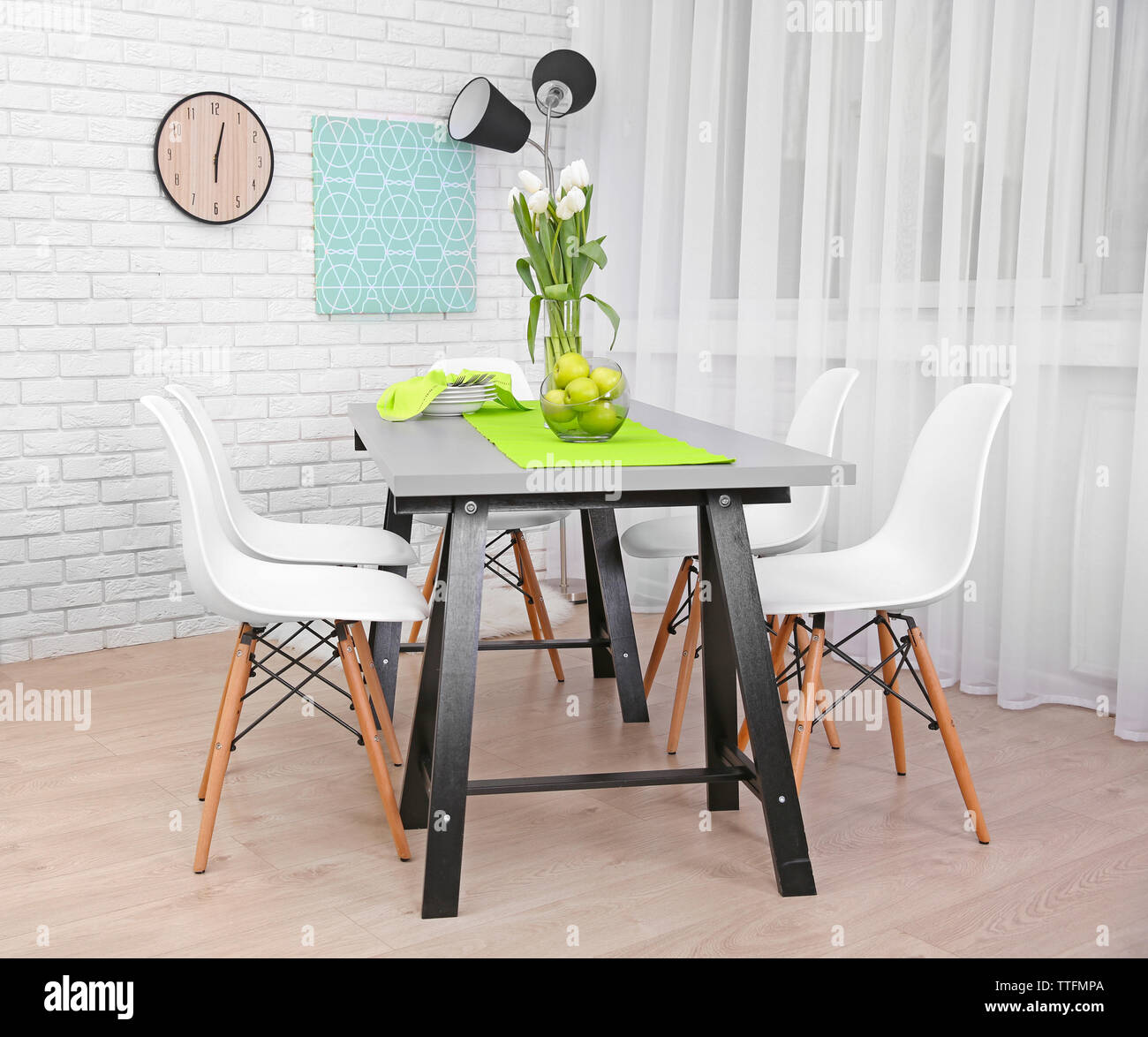 Dining table in home interior Stock Photo - Alamy