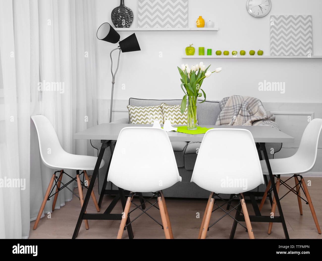 Dining table in home interior Stock Photo - Alamy