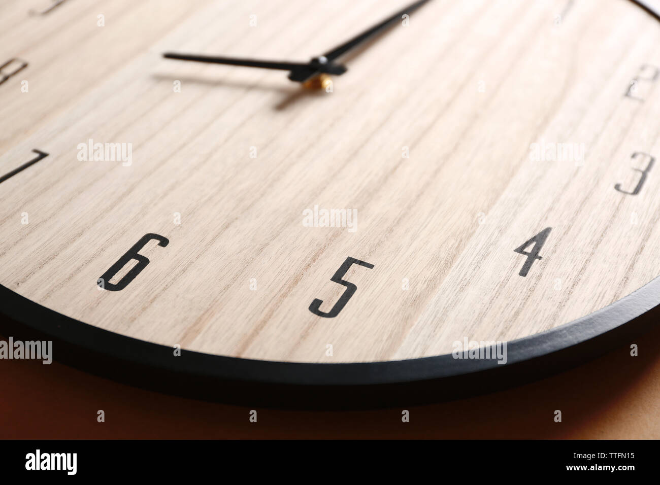 Wooden clock face closeup Stock Photo Alamy