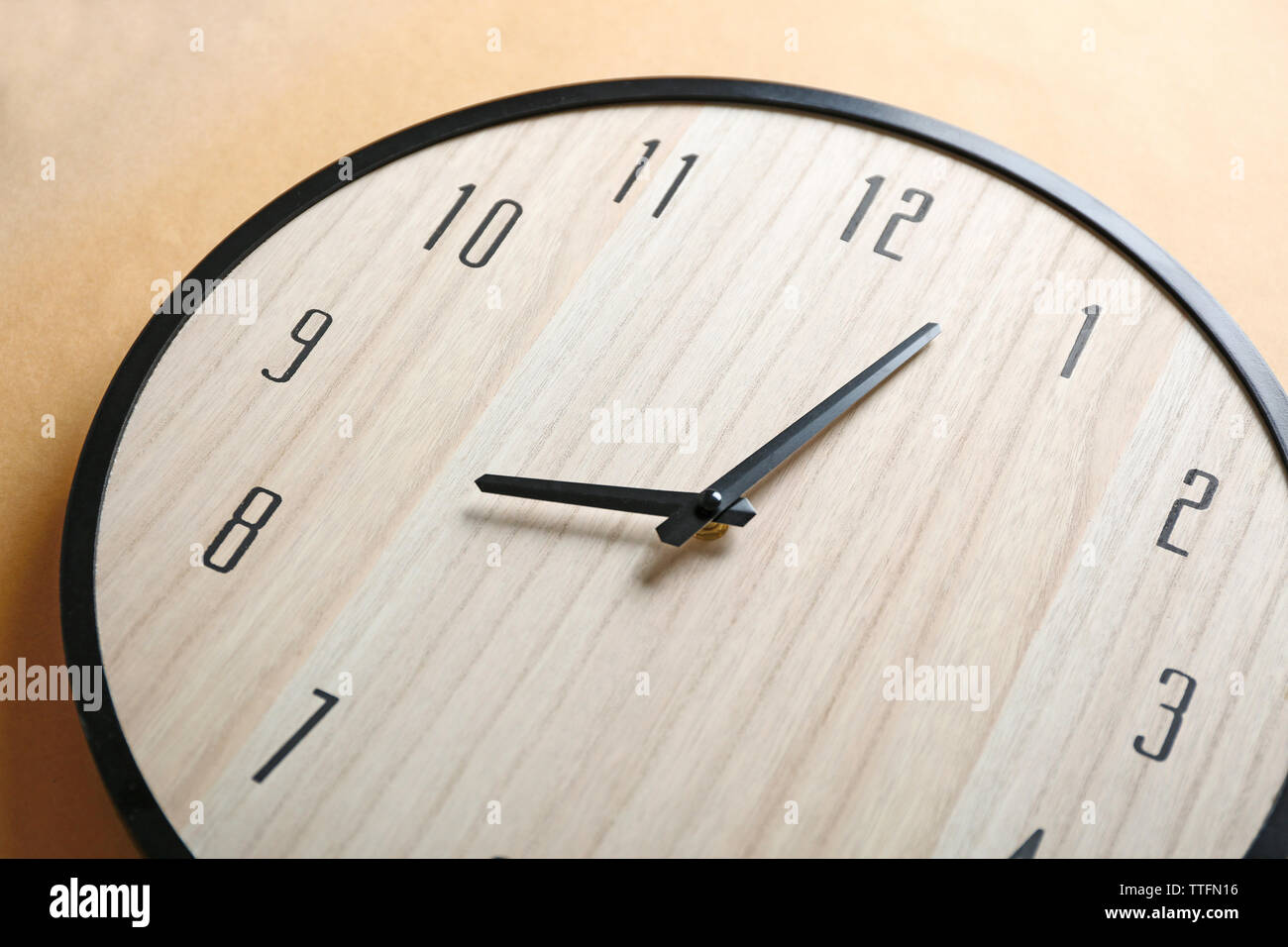Wooden clock face closeup Stock Photo Alamy