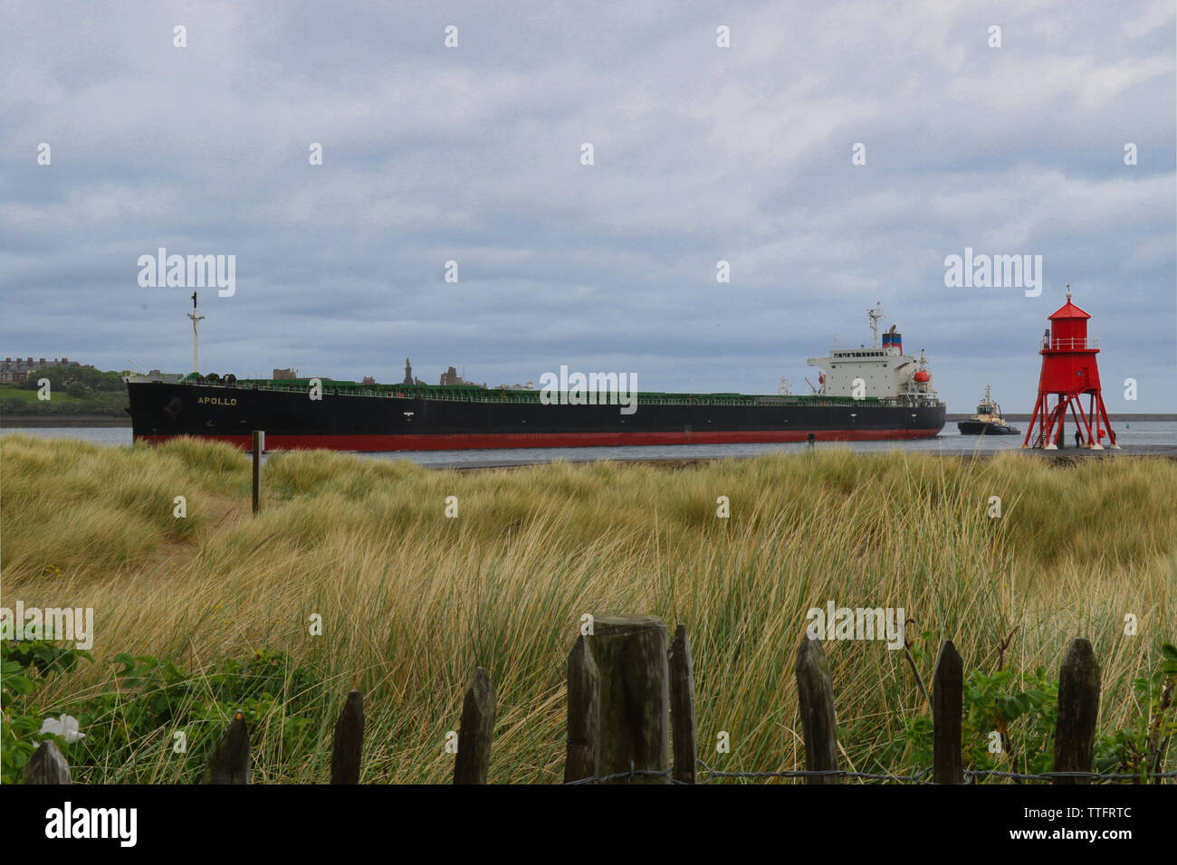 Container ship at North Shields, UK Stock Photo