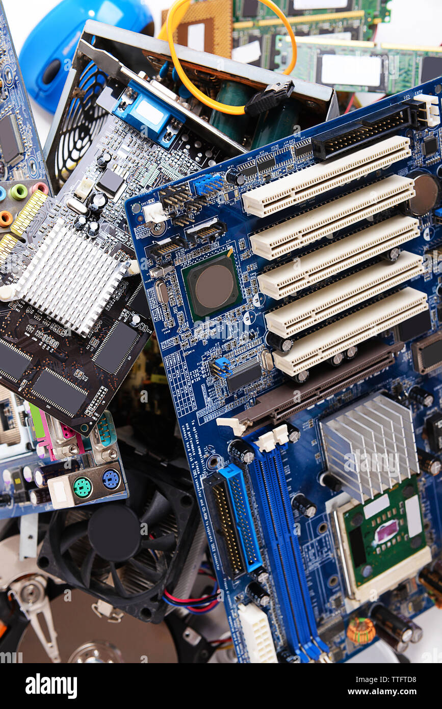 Computer motherboards with hard disk, close up Stock Photo Alamy