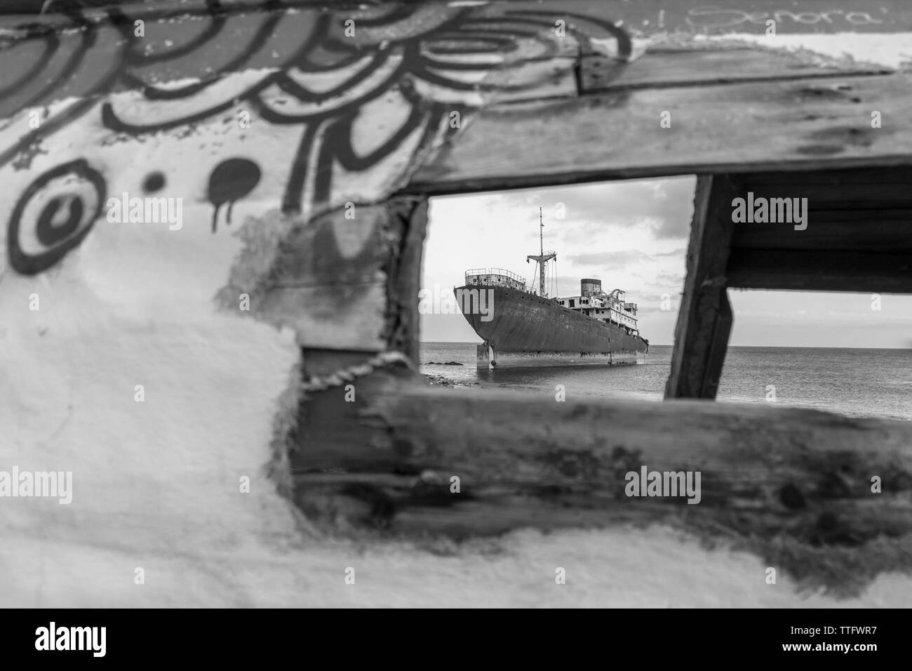 Ship wreck Lanzarote Stock Photo