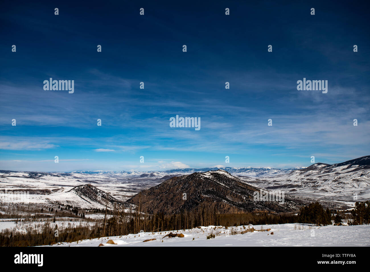 Snow covered foothills near Heeney, Colorado. Stock Photo
