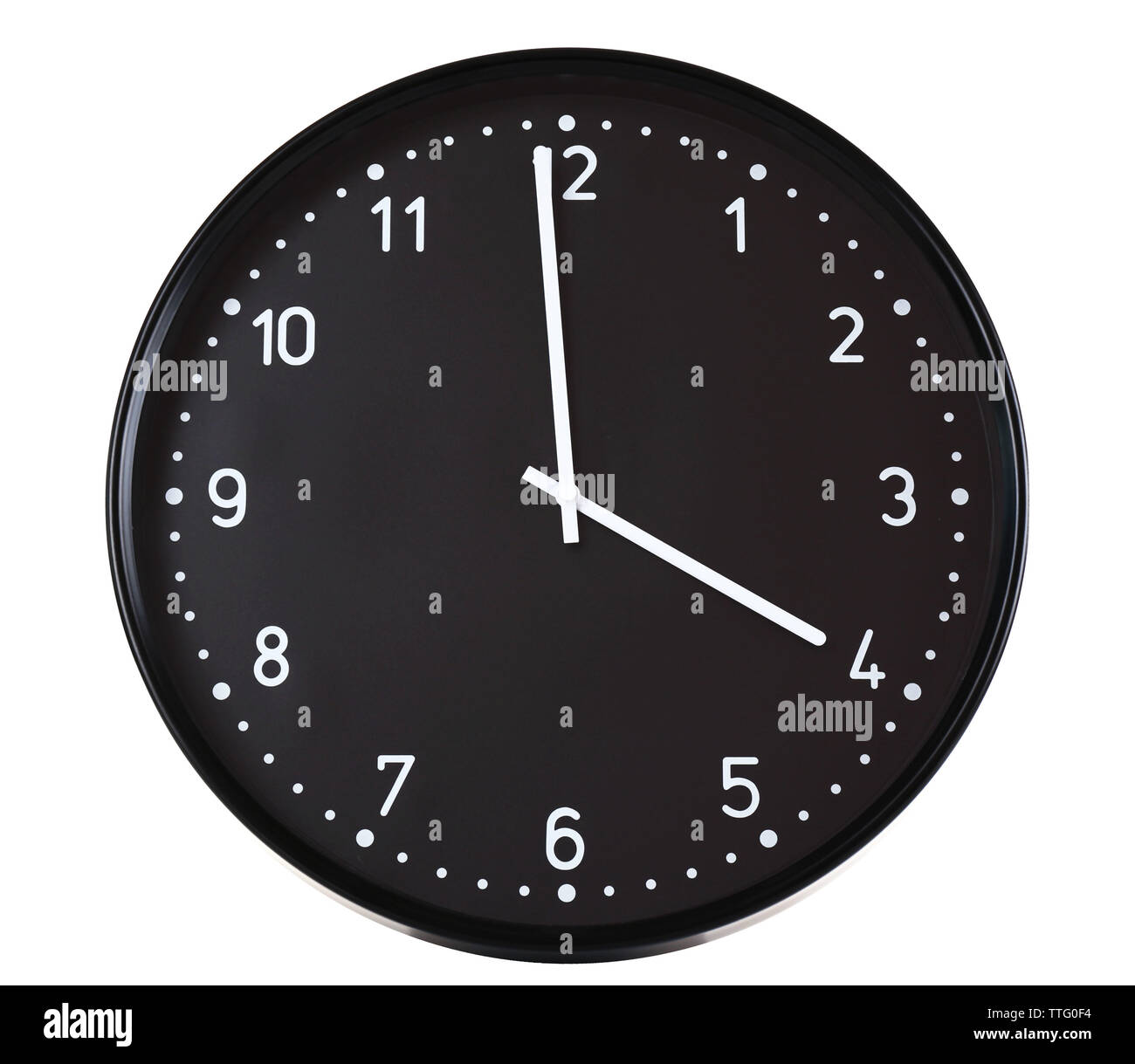 Round black wall clock, isolated on white Stock Photo - Alamy