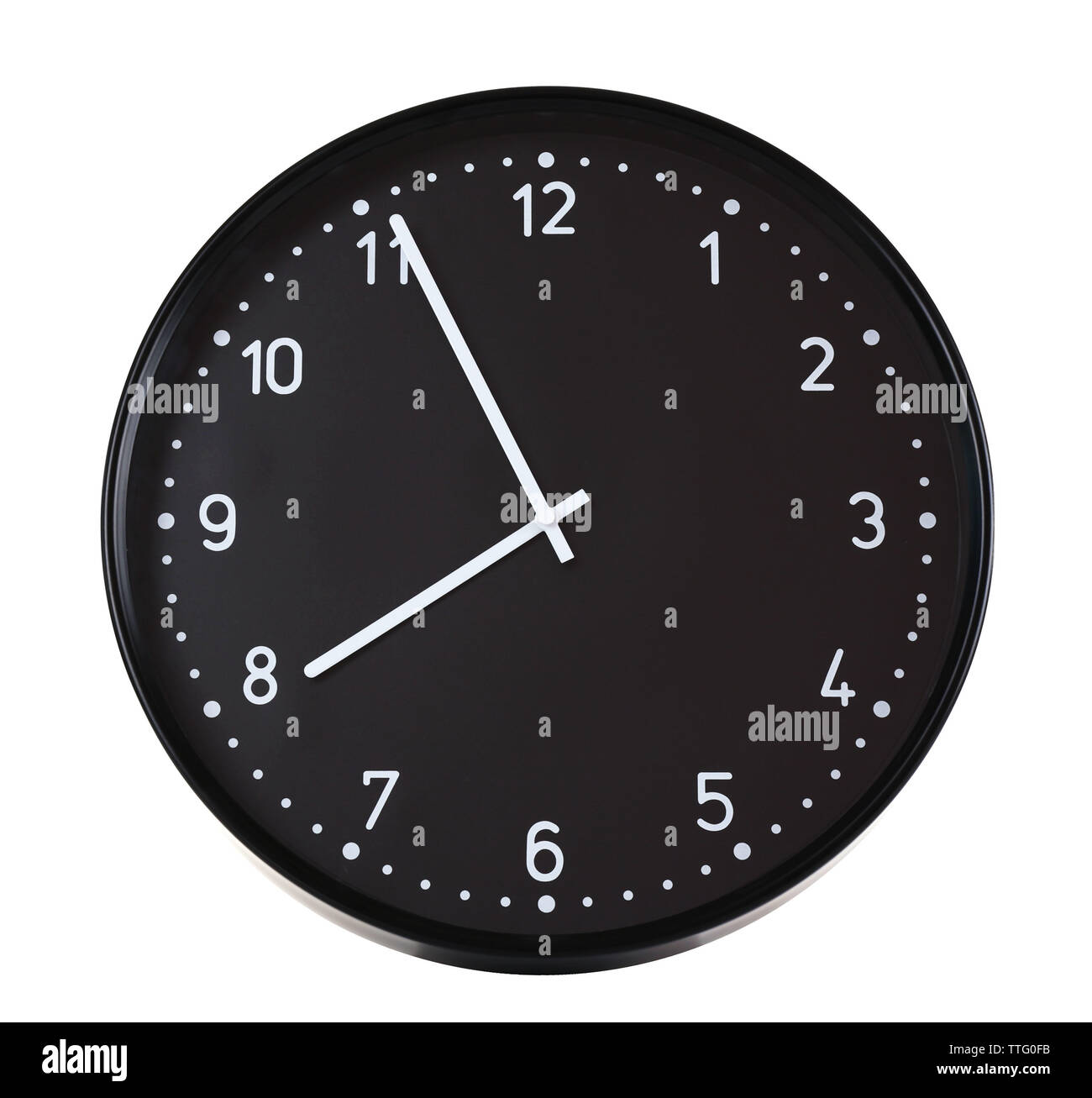 Round black wall clock, isolated on white Stock Photo - Alamy
