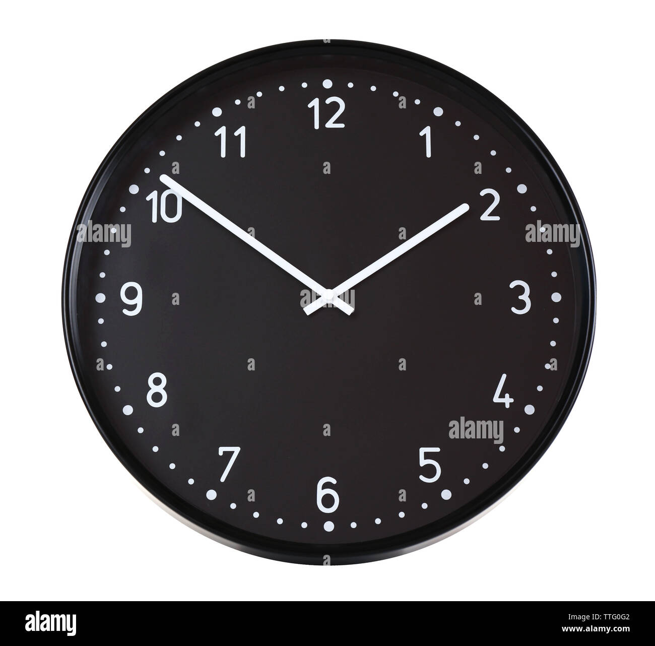 Round black wall clock, isolated on white Stock Photo Alamy